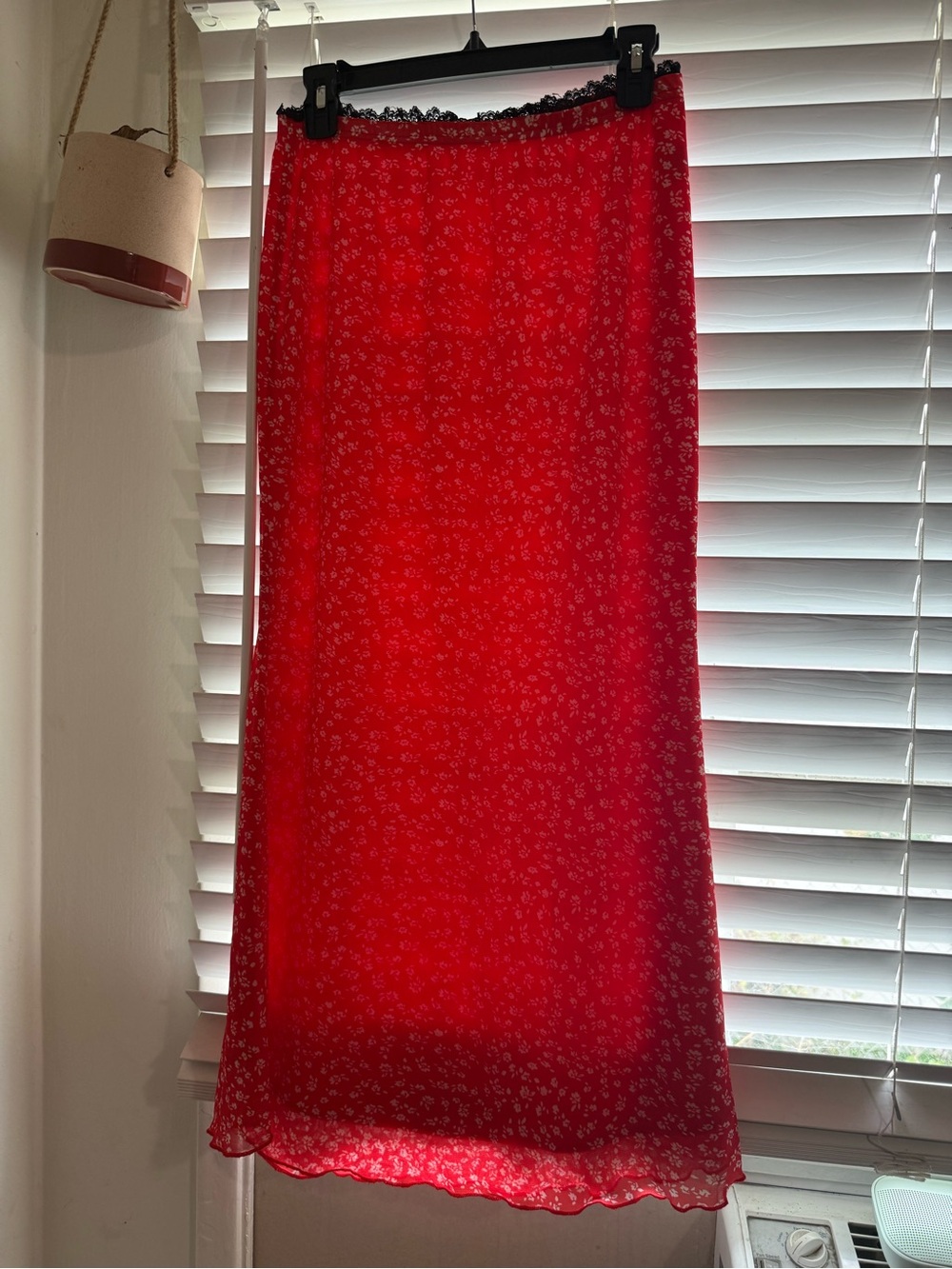 Y2K  Floral Slip Skirt with Lace Trim